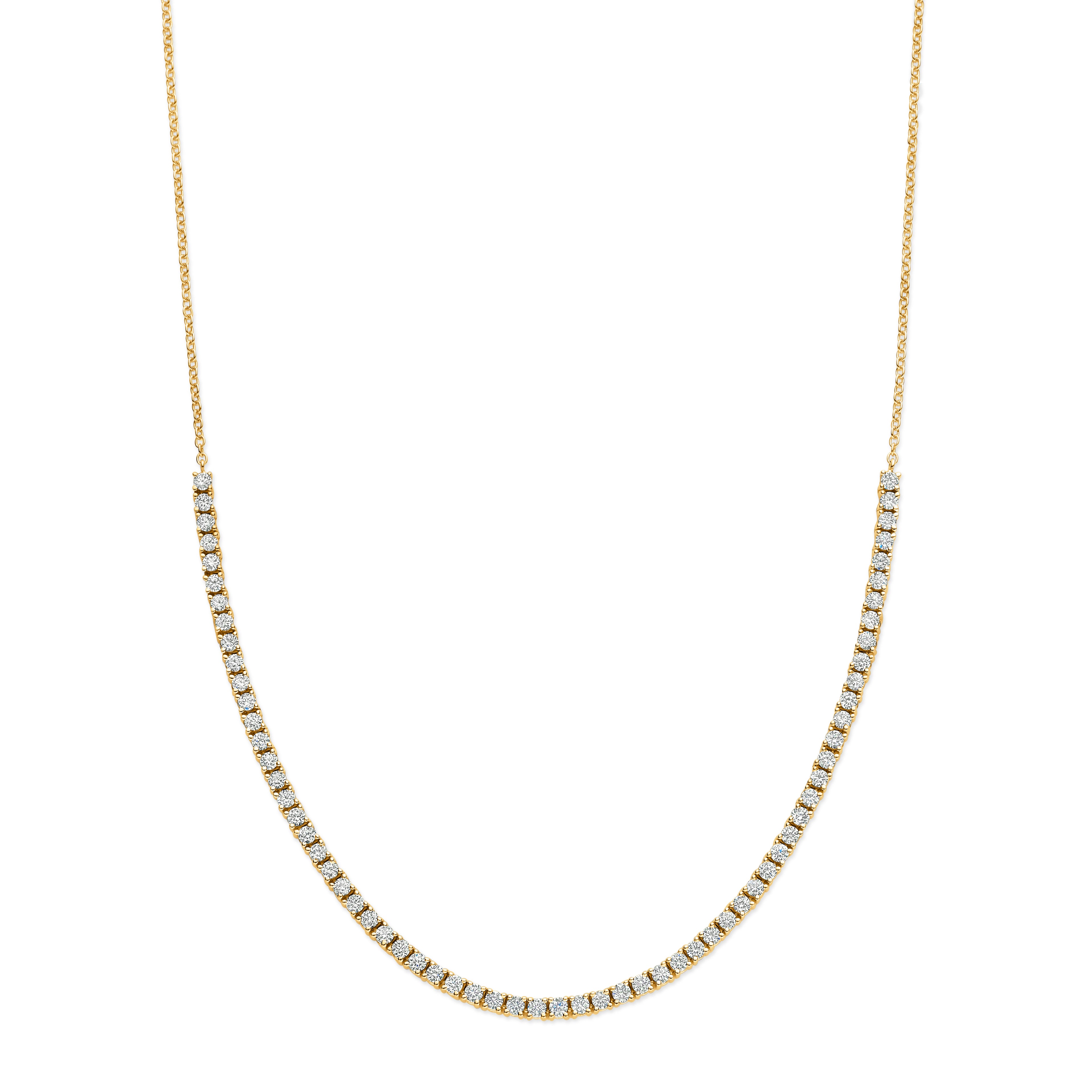 Diamond Tennis Curve Necklace