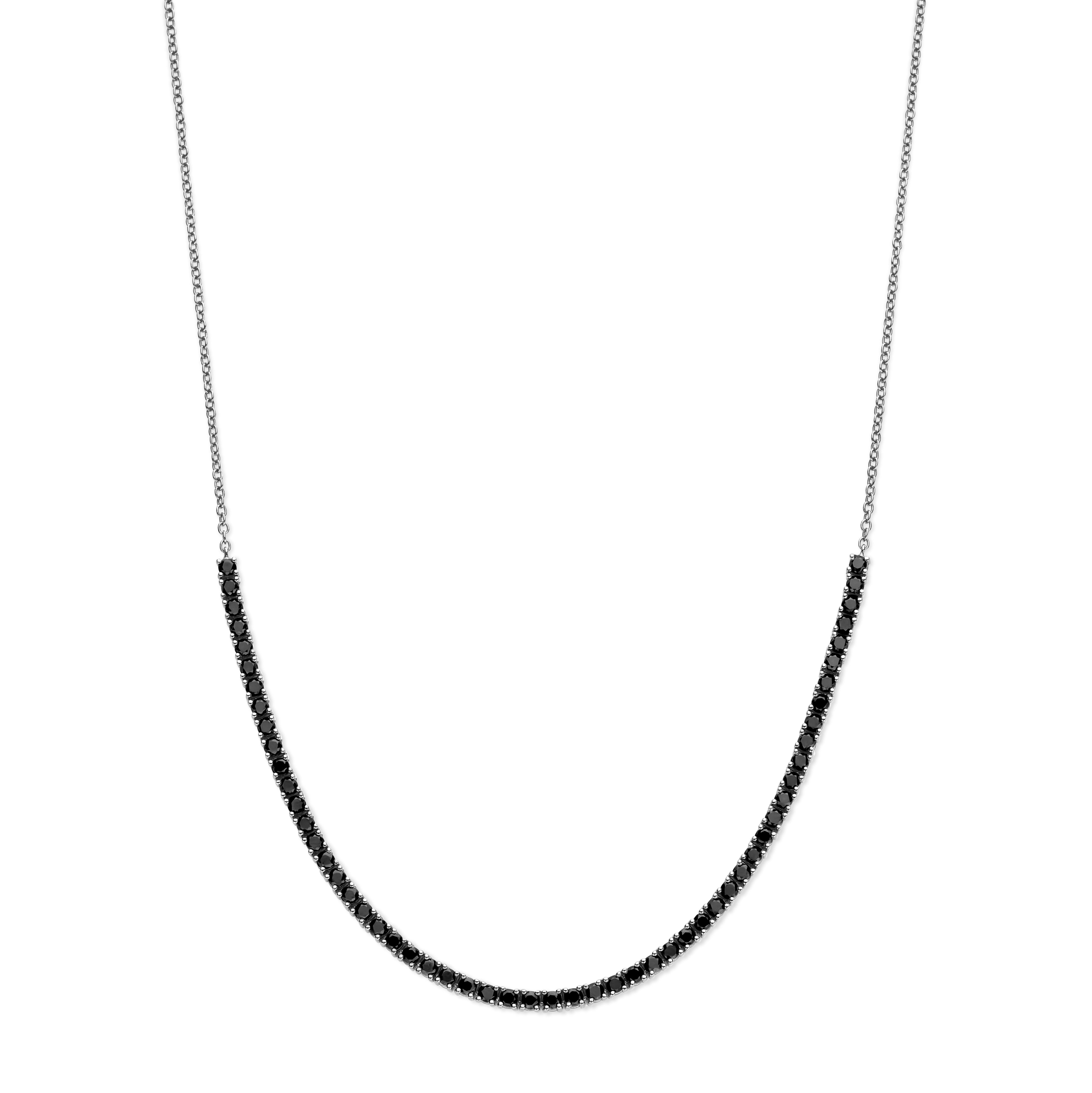 Black Diamond Tennis Curve Necklace
