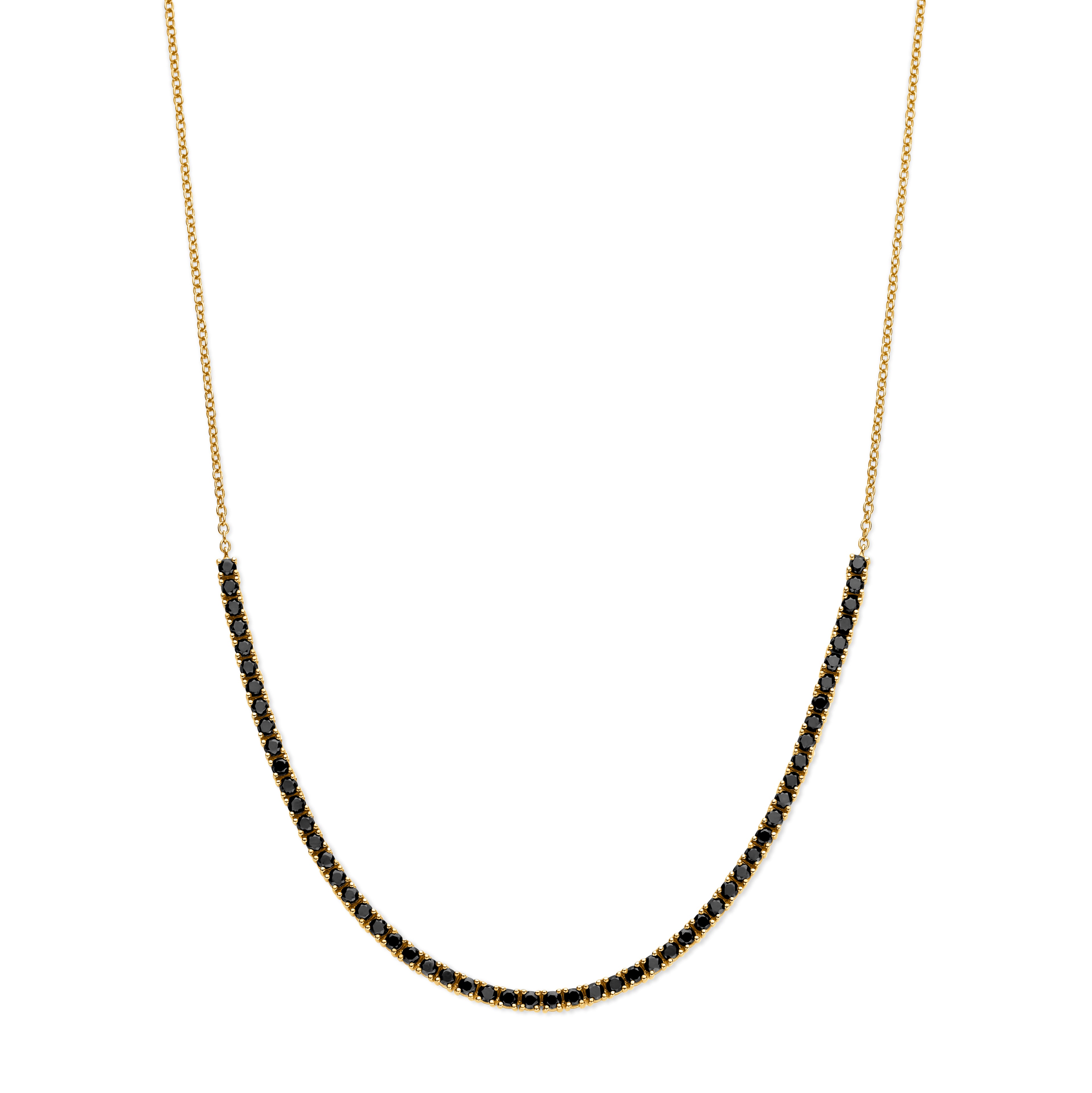 Black Diamond Tennis Curve Necklace