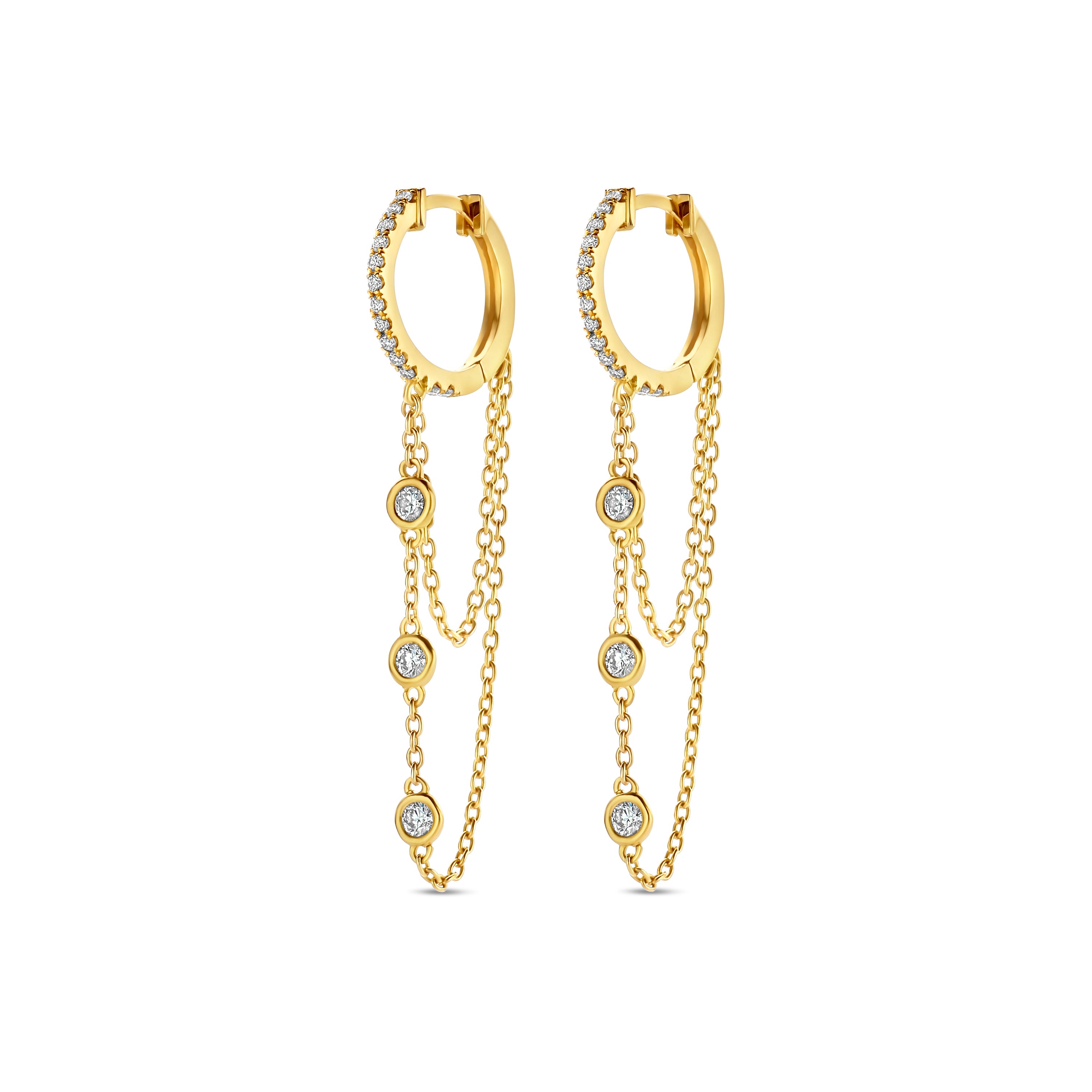 Diamond Double Chain Earrings