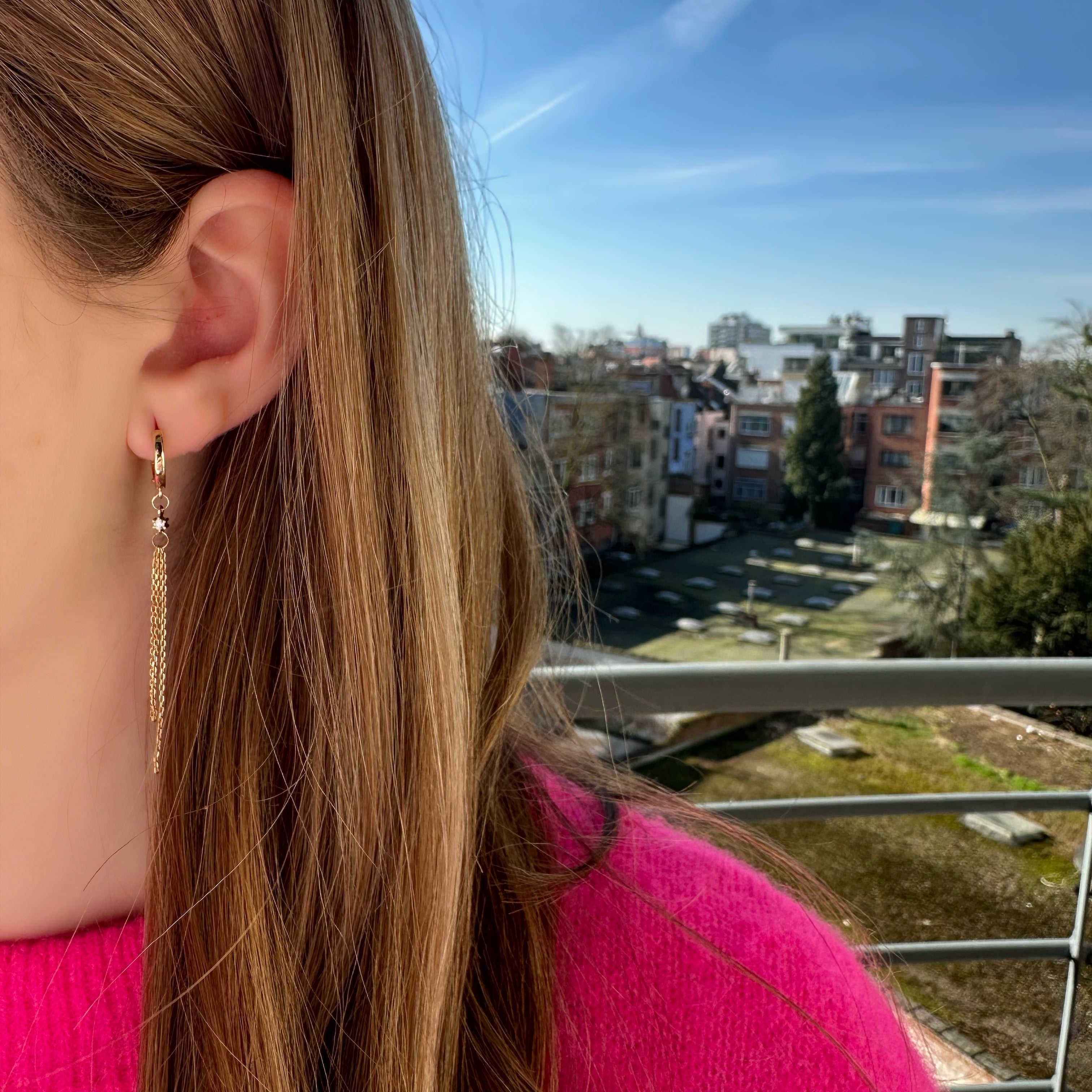 Gold Chain Strand Earrings