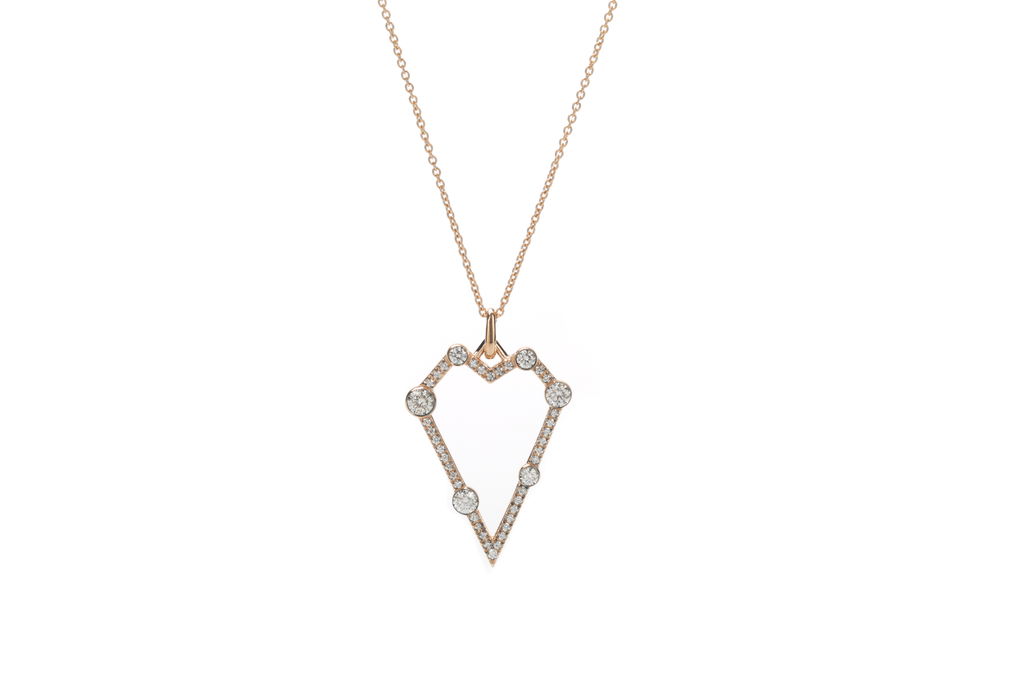 Fourth Size Geometric Heart Pavé Pendant