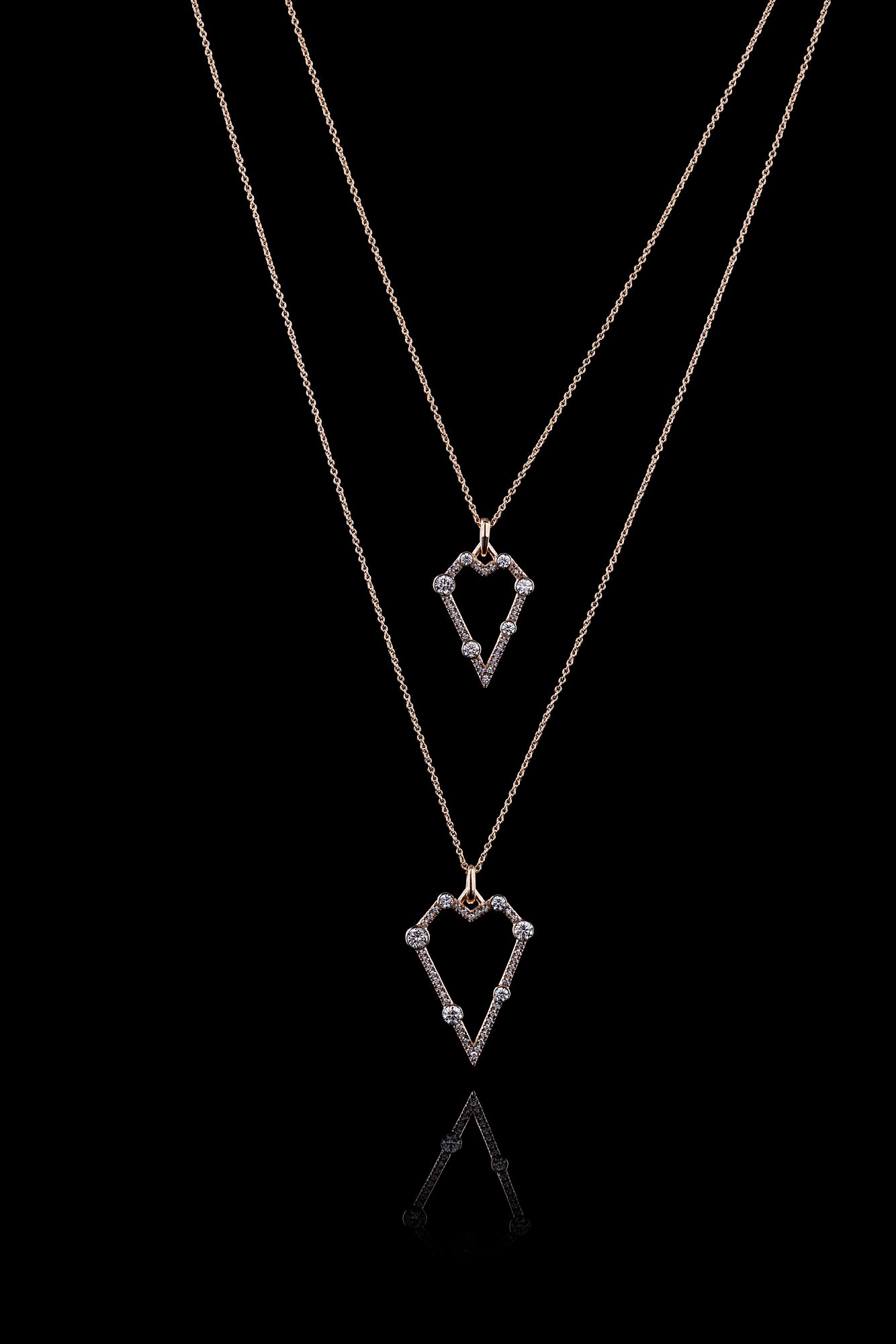 Fourth Size Geometric Heart Pavé Pendant