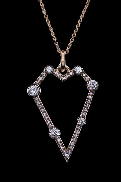 Fourth Size Geometric Heart Pavé Pendant