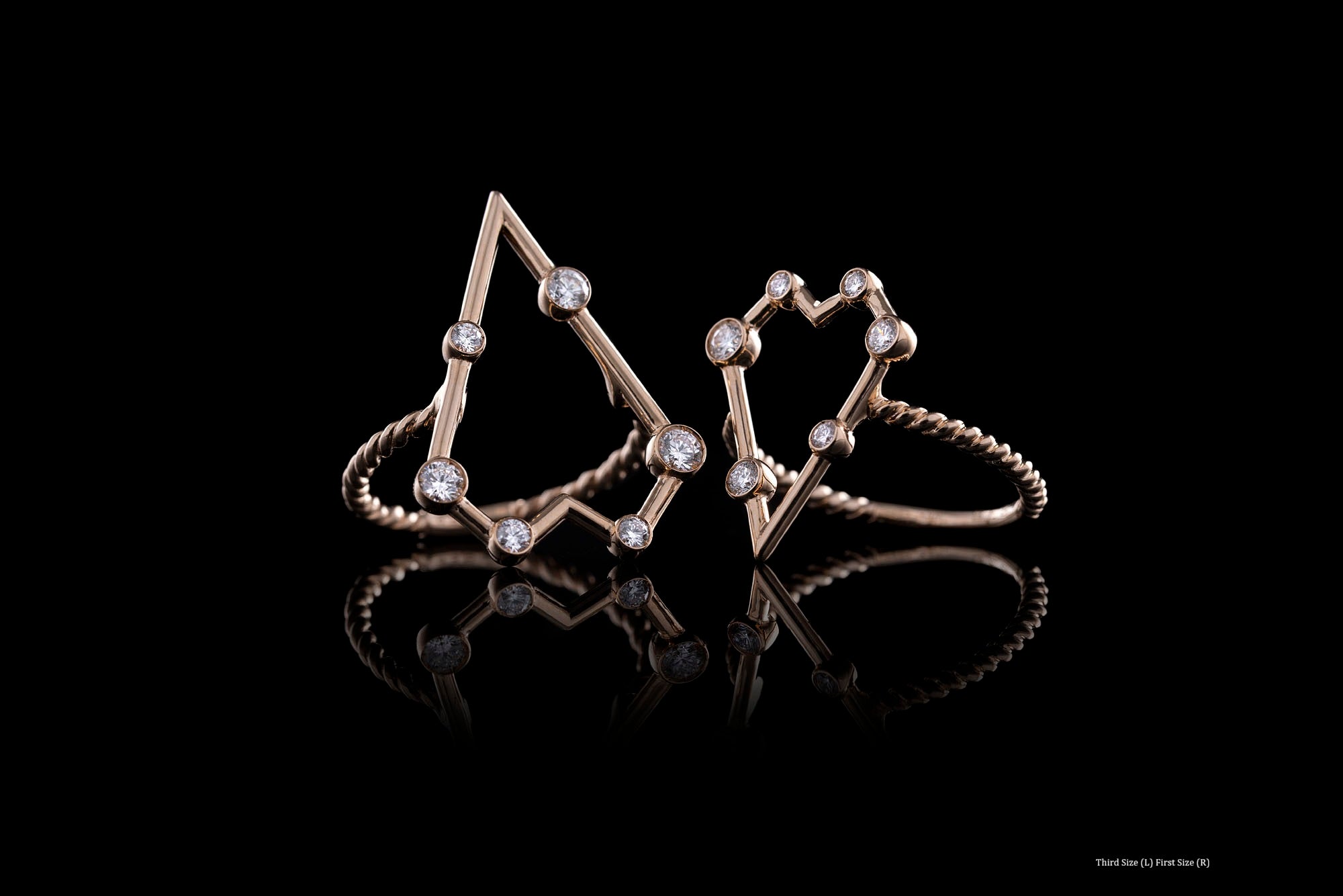 First Size Geometric Heart Ring