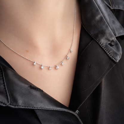 Beaded Chain Geometric Diamond Pendant