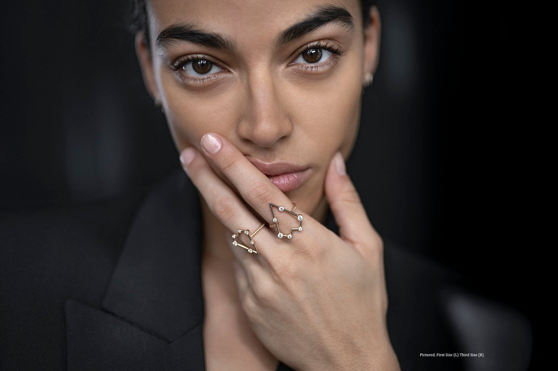 Third Size Geometric Heart Ring