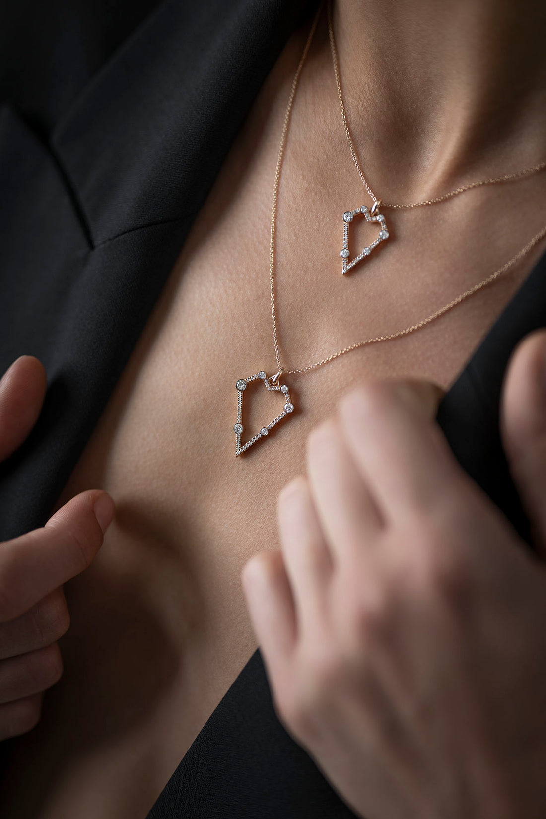 Fourth Size Geometric Heart Pavé Pendant