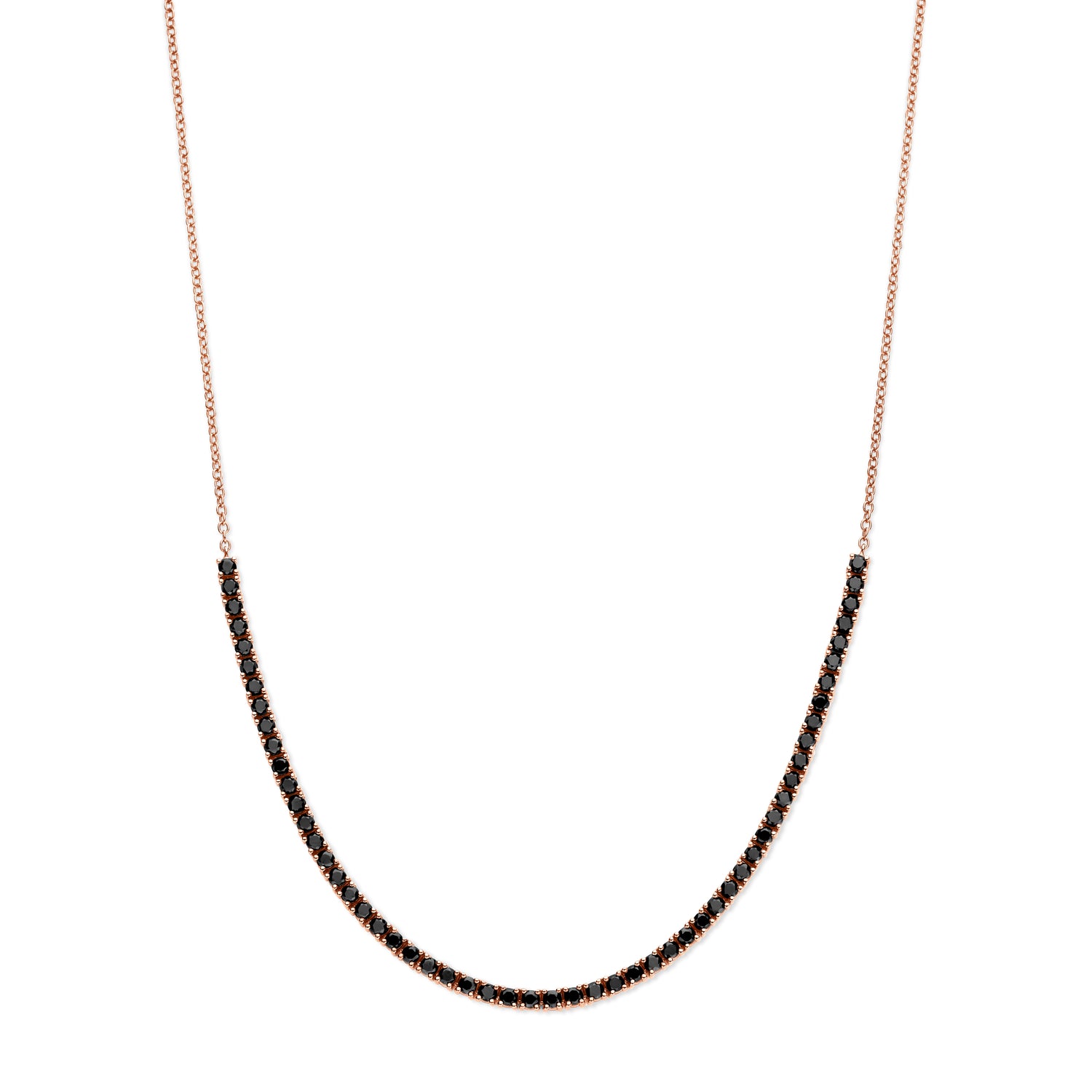 Black Diamond Tennis Curve Necklace