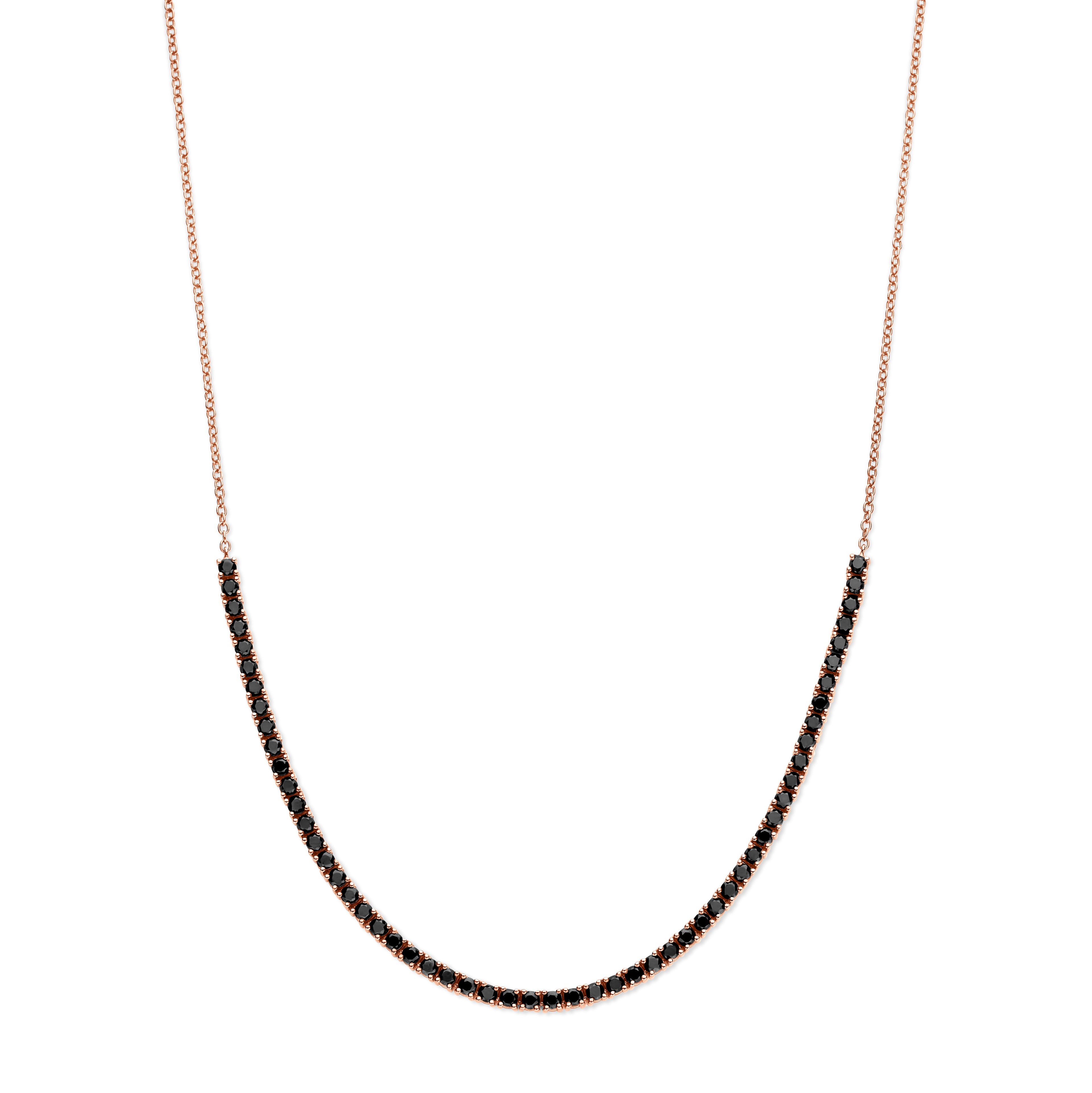 Black Diamond Tennis Curve Necklace