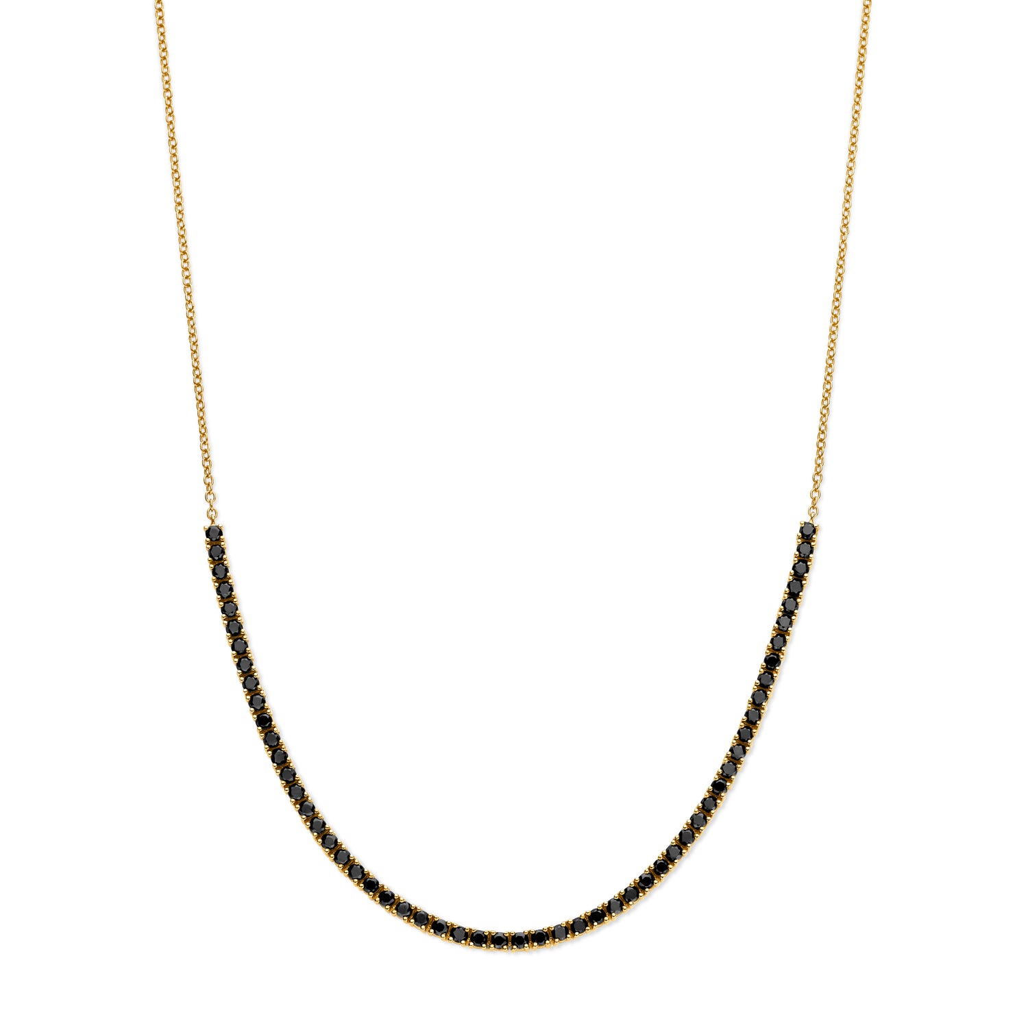 Black Diamond Tennis Curve Necklace