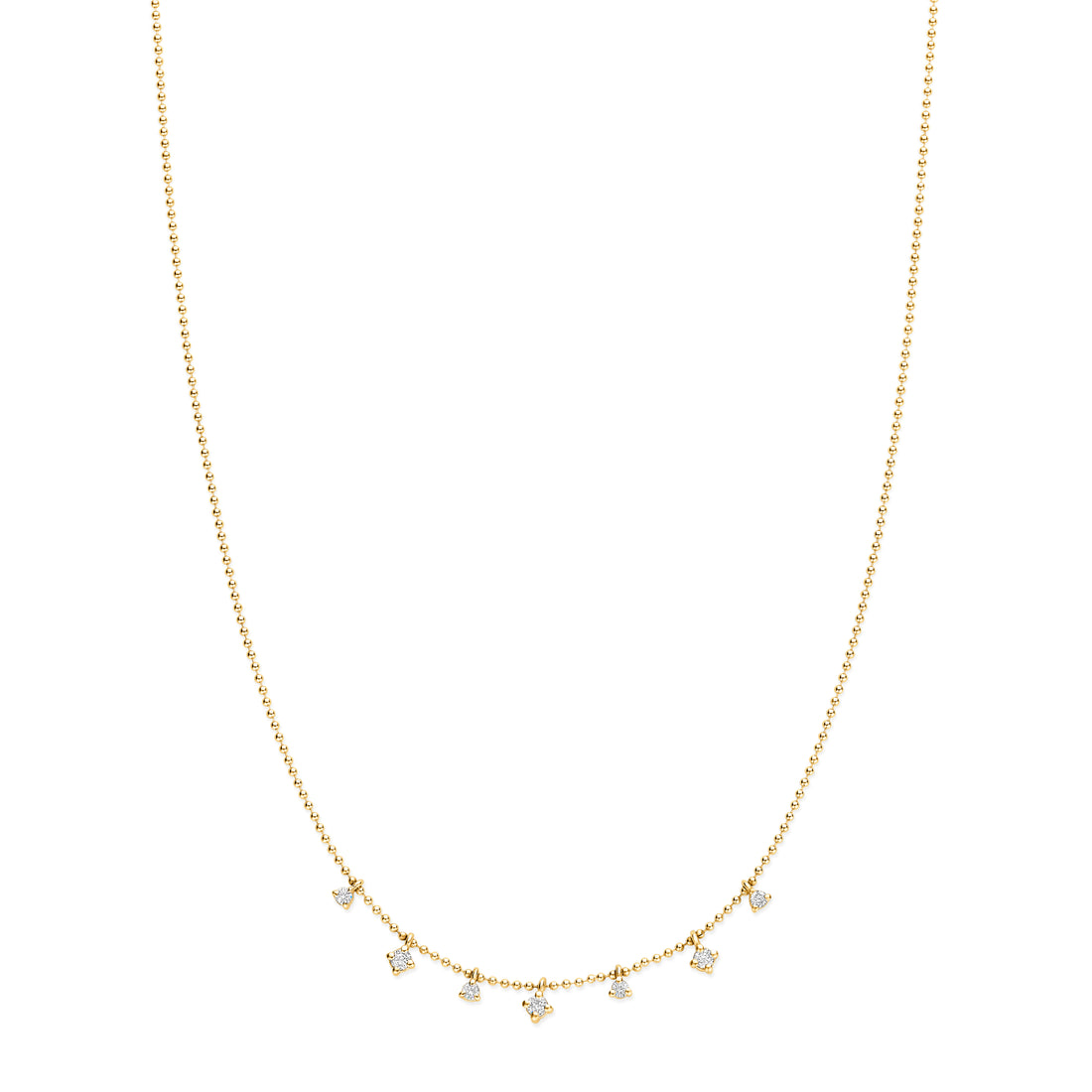 Beaded Chain Geometric Diamond Pendant