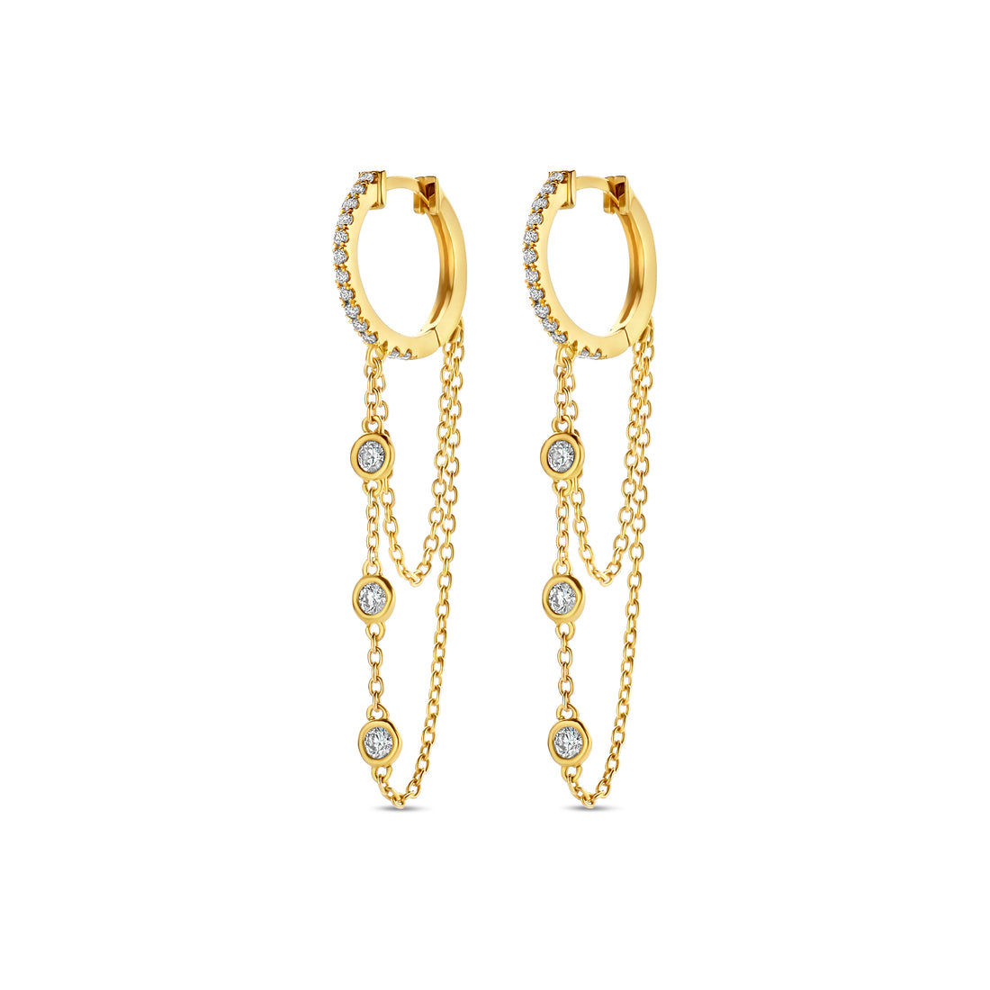 Diamond Double Chain Earrings