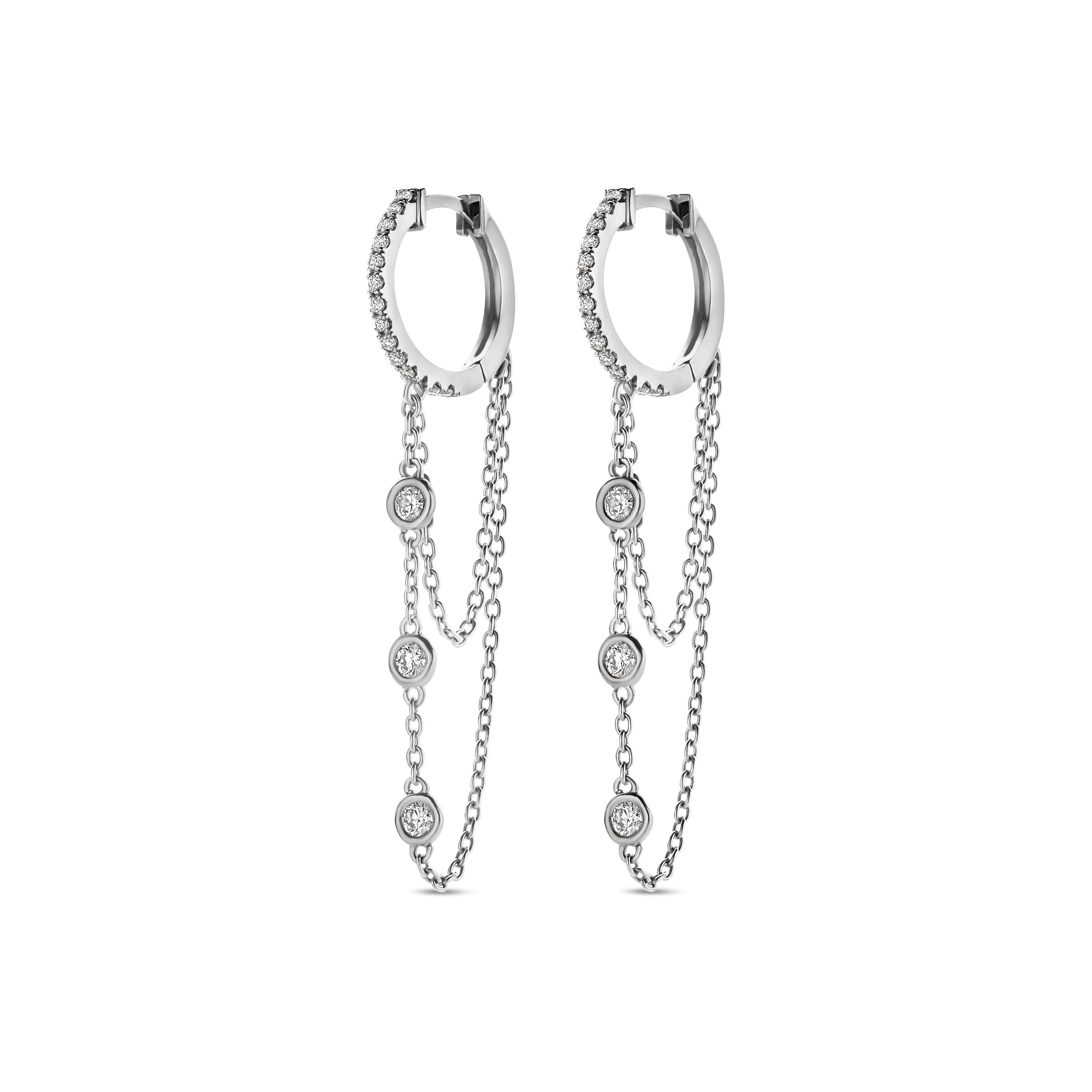 Diamond Double Chain Earrings