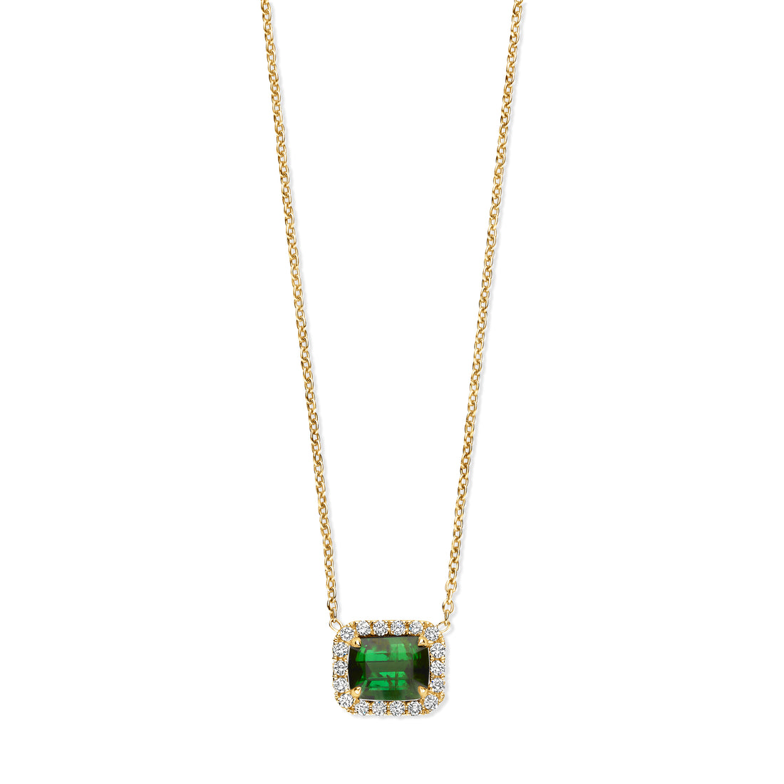 Green Tourmaline Diamond Pendant