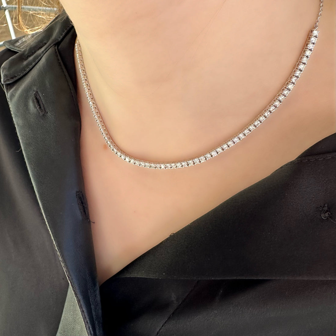 Diamond Tennis Curve Necklace