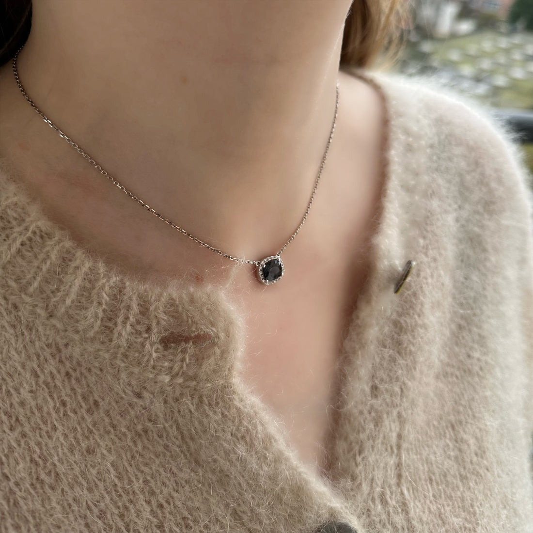 Black Spinel Halo Pendant