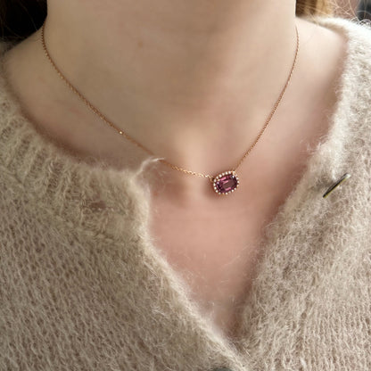 Pink Spinel Halo Pendant