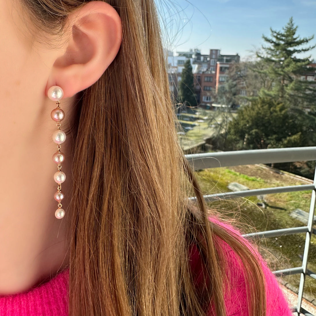 Long Line Mix Pearl Drop Earrings