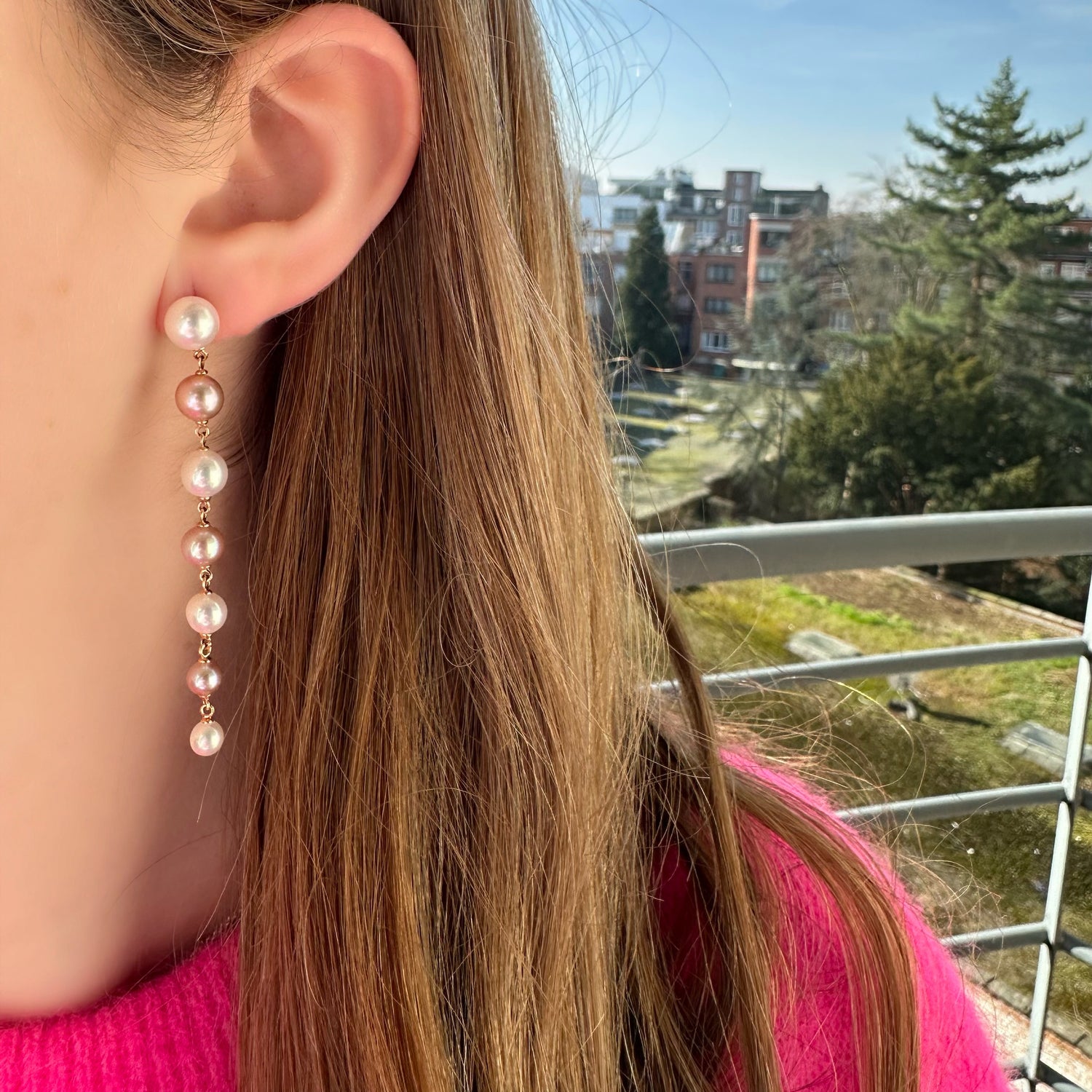 Long Line Mix Pearl Drop Earrings