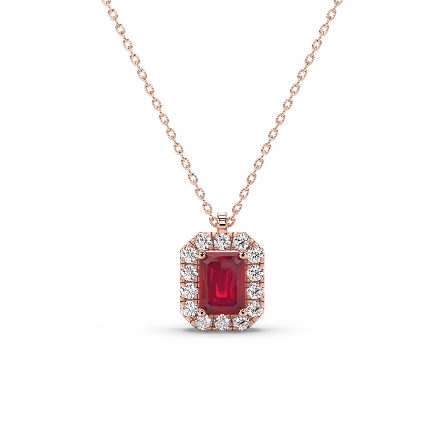 Ruby Edge Halo Pendant