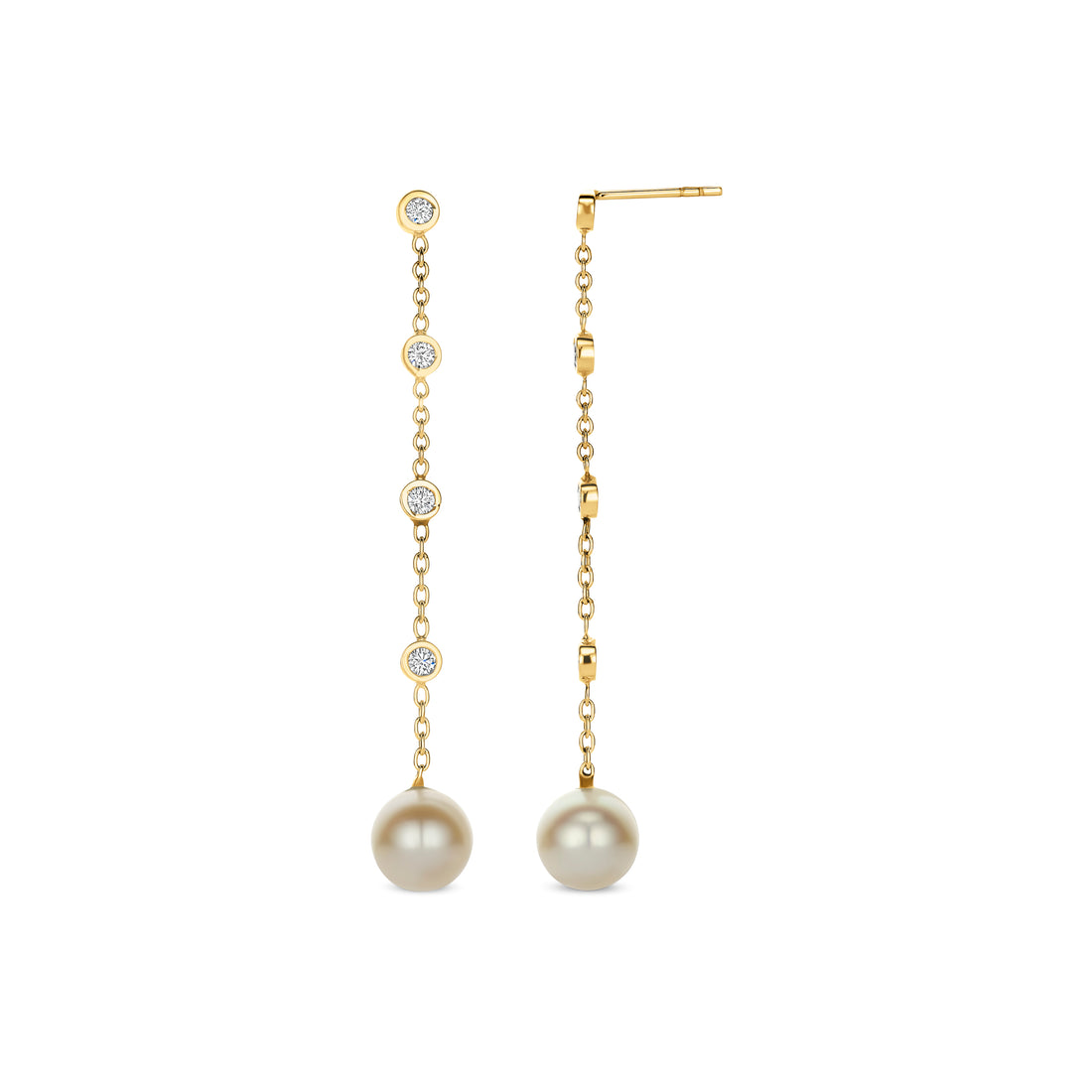 Bezel Pearl Drop Earrings