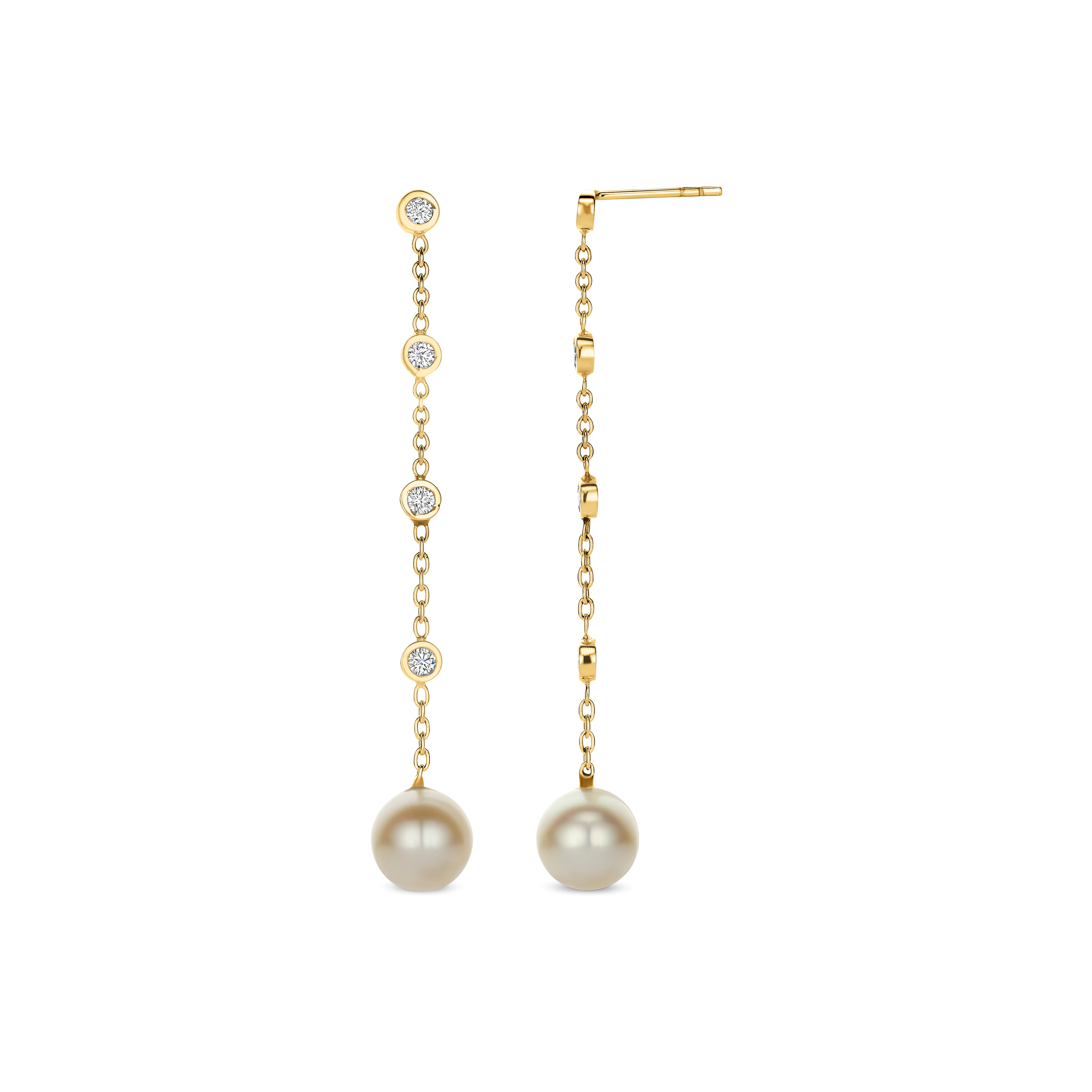 Bezel Pearl Drop Earrings