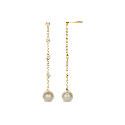 Bezel Pearl Drop Earrings