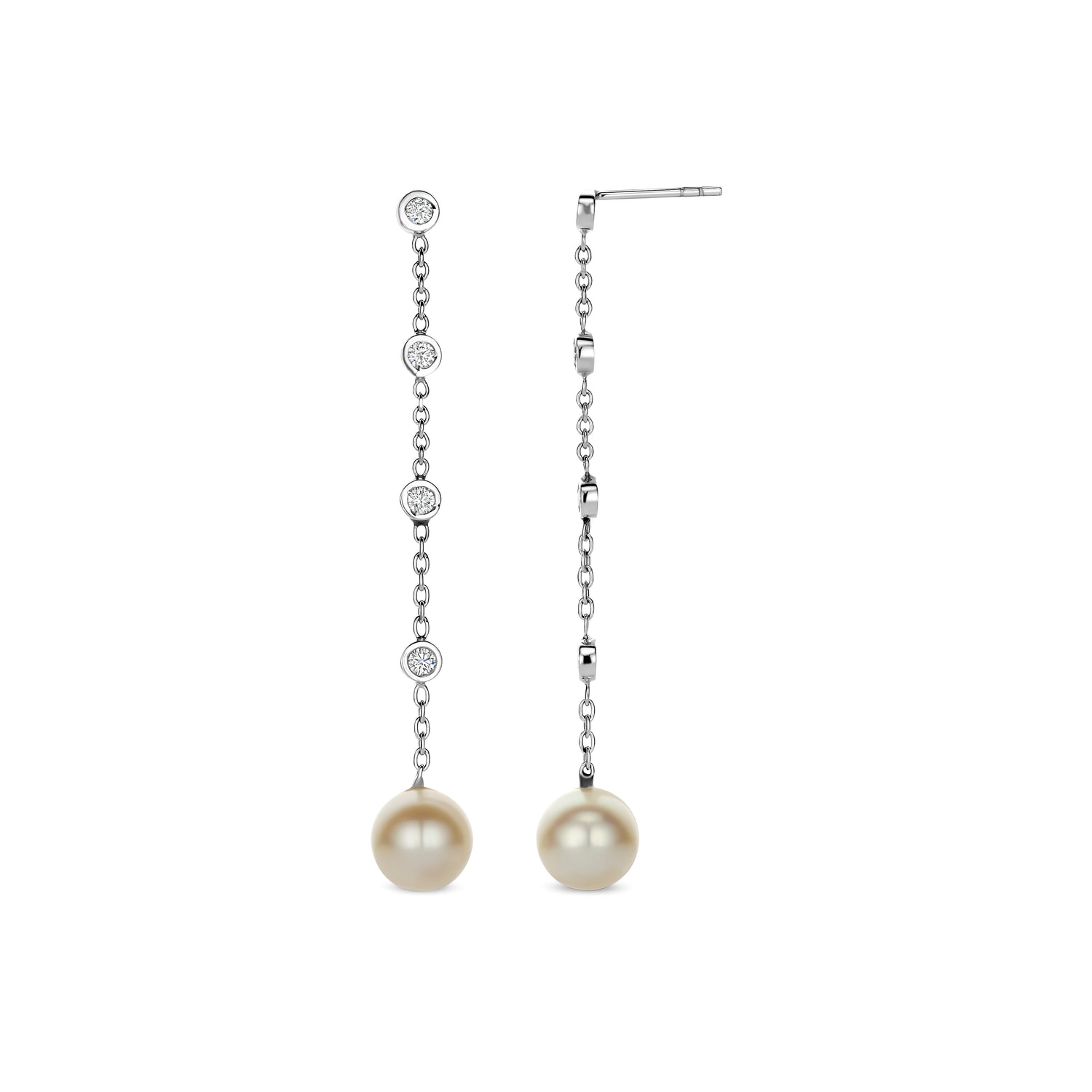 Bezel Pearl Drop Earrings
