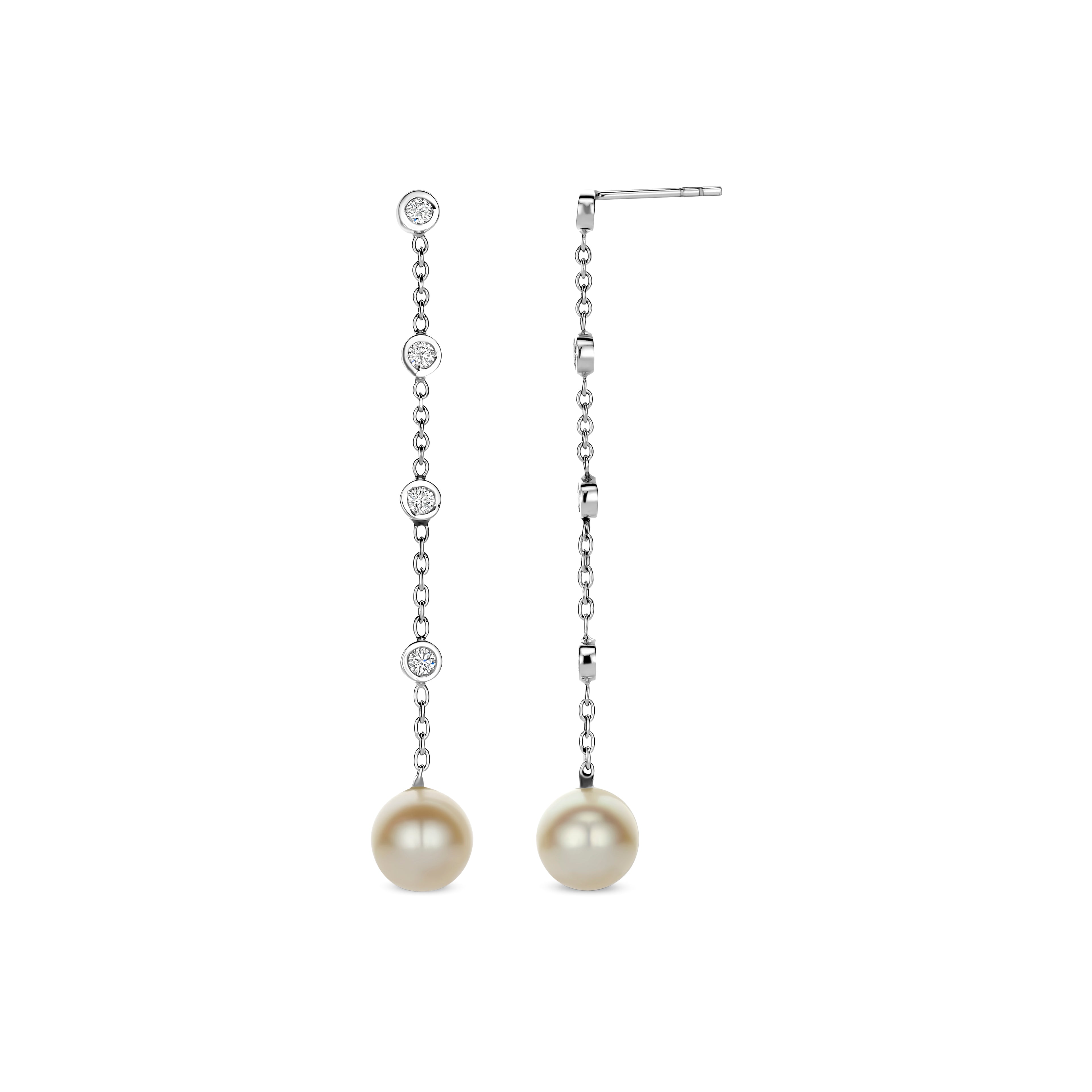 Bezel Pearl Drop Earrings
